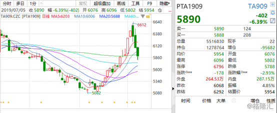 6月3日PTA期货持仓龙虎榜分析：空方离场情绪强于多方