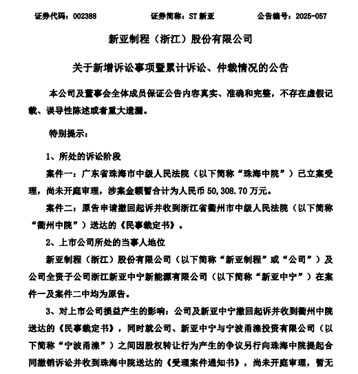 ST新亚（002388）2025年三季报简析：净利润同比增长170.58%，公司应收账款体量较大