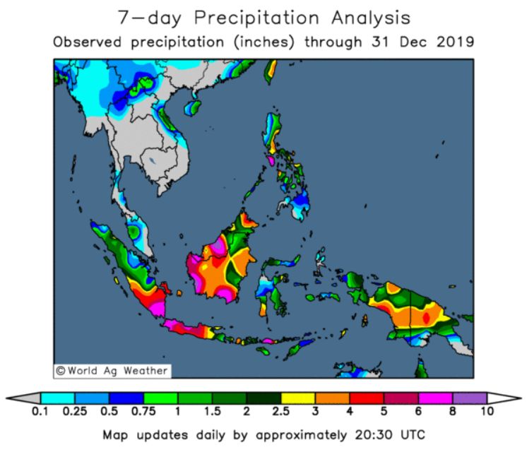 南部地区洪水影响了橡胶和棕榈油的生产