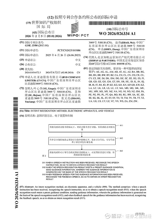 比亚迪公布国际专利申请:“车辆及其空调系统和压缩换热单元”